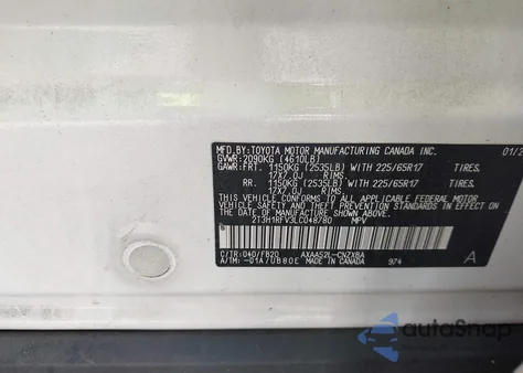 2020 Toyota Rav4 Le from USA, damaged, VIN 2T3H1RFV3LC048780